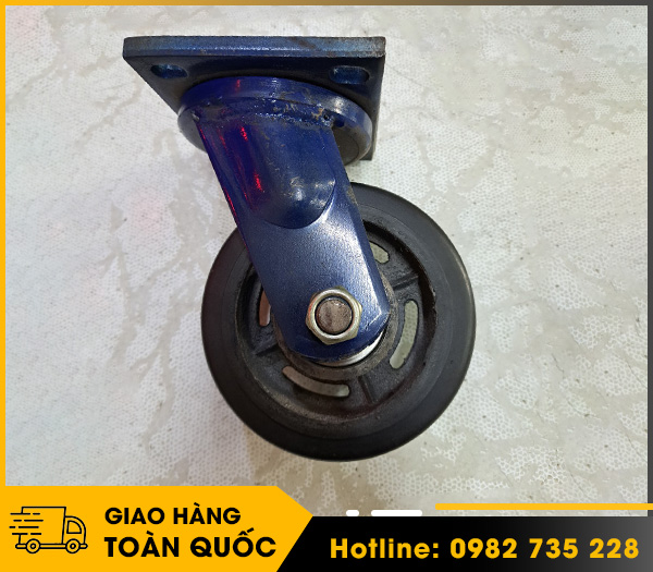 Càng tải nặng dày 12 mm, cao su lõi gang 150x60 mm